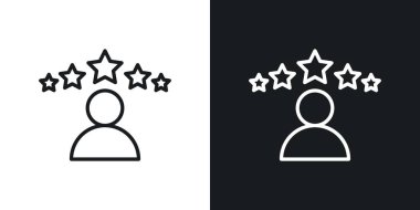 Müşteri memnuniyeti simgesi ayarlandı. Siyah Doldurulmuş ve Özetlenmiş Biçimli Pozitif Tecrübe Kalite Vektör Sembolü. 5 yıldız derecelendirme başarısı.