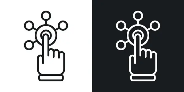 Etkileşim Simgesi Ayarlandı. Ekran Dijital Tıklama Vektörü Sembolüne siyah doldurulmuş ve özetlenmiş bir şekilde dokun. Finger Point Teknoloji İşareti.