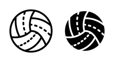 Voleybol ikonu seti. Plaj voleybol topu vektör sembolü. Okul voleybol turnuvası tabelası.