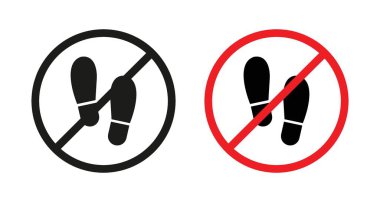 Ayak izi yok. Sadece yalınayak vektör sembolüne izin verir. Kirli ayakkabılarla girmeyin. Ayakkabı tabelasını çıkar. ayak izi kısıtlama simgesi.