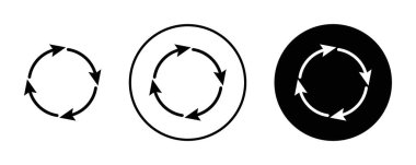 Yaşam döngüsü simgesi seti. Çember Ok Yöntemi Vektör Sembolü Siyah Dolu ve Özet Biçimli. Sonsuz Döngü İşareti.