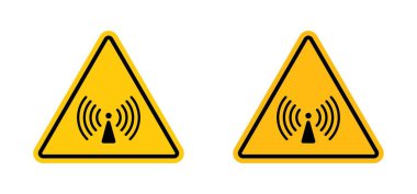 Non ionizing radiation hazard sign. xray radiotherapy warning vector symbol. infrared rays zone caution icon. No ionising wave triangle yellow and black sign. clipart
