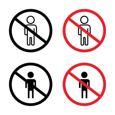 Erkek imzası yok. Erkek vektör sembolünü kısıtlıyor. Erkeklerin ikona izin yok. Adam işaretleri girmiyor. İnsan logosu yok..