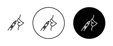 Dudak kalemi simgesi seti. Dudaklar için kozmetik güzellik ürünü.