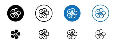 Araliya Flower Icon Set. Flower Plumeria Frangipani Exotic Vector Symbol in a Black Filled and Outlined Style. Tropical Essence Sign. clipart