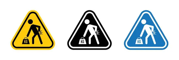 Ağır nesne simgesi uyarısı. Ağır kaldırma ve uyarı vektör sembolü ile siyah doldurulmuş ve ana hatlarıyla çizilmiş riskleri kaldırmak için dikkat. Güvenli Taşıma ve Yaralanma Önleme İşareti Kılavuzu.