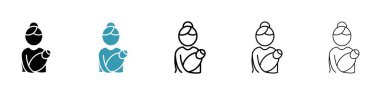 Doğum sonrası bakım ikonu seti. Anne bakımı çocuk vektörü sembolü. Anne ve Çocuk Sağlığı Hizmetleri burcu. çocuk bakımı sembolü.