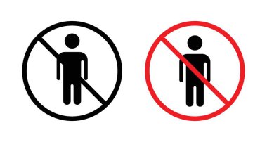 Erkek imzası yok. Erkek vektör sembolünü kısıtlıyor. Erkeklerin ikona izin yok. Adam işaretleri girmiyor. İnsan logosu yok..