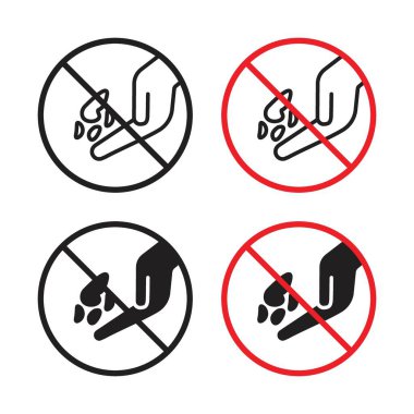 Hayvanları işaret simgesi setiyle beslemeyin. Vahşi yaşamı yasaklılarla beslemek beslenmek değildir ve hayvan vektör sembolü siyah doldurulmuş ve özetlenmiş bir şekildedir. Doğal davranış koruma, vahşi yaşam ve yasaklı siluet işareti..