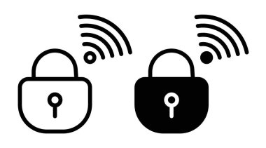 Akıllı kilit simgesi seti. Anahtarsız kilit teknolojisi vektör sembolü. ev güvenliği akıllı kilit resim grafiği.
