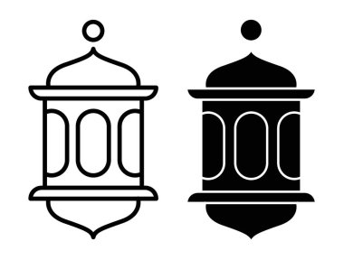 Ramazan feneri simgesi seti. Arap mirası kerosen fener vektör sembolü.