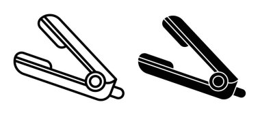 Saç düzleştirici ikon seti. spa kadın saç kıvırma stili seramik düzeltici vektör sembolü.