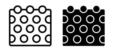 Kabarcık ambalaj simgesi seti. Çatal bıçak plastik folyo folyo vektör sembolü.