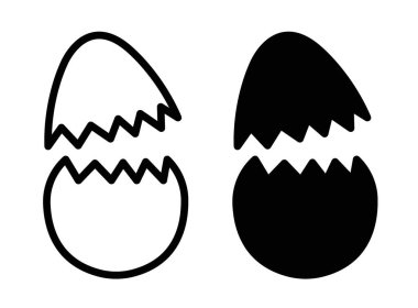 Kırık yumurta ikonu seti. Kırık vektör sembollü yumurta. Kırık yumurta kabuğu işareti.