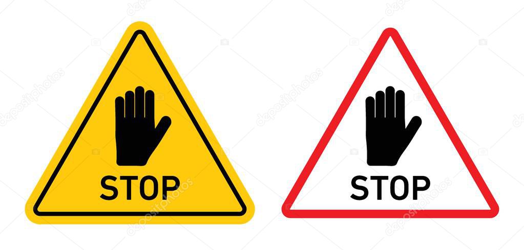 Stop security sign icon set. Security Measures and Access restrictions vector symbol in a black filled and outlined style. Security checkpoint and entry control sign.