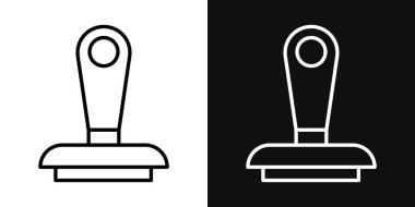 Lastik Damga Simgesi Seti. Siyah Dolu ve Özet Biçimli Mühür Otorite Vektör Sembolü. Onaylı ve Güvenli İşaret.