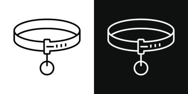 Hayvan Tasması Simgesi Ayarlandı. Köpek yavrusu ve etiket vektör sembolü siyah doldurulmuş ve ana hatlarıyla çizilmiş. Refakatçi Bakım İmzası.