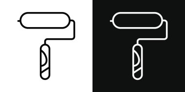 Boya Pateni Simgesi Seti. Siyah Doldurulmuş ve Taslak Tarzlı Fırça Aracı Sembolü. Dünyanızı Renklendirin.