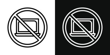 Bilgisayar İmzalama Simgesi Ayarlanmadı. Elektronik ve aygıt yasaklama vektör sembolü siyah doldurulmuş ve ana hatlarıyla çizilmiş. Dijital Vites Yasağı İşareti.