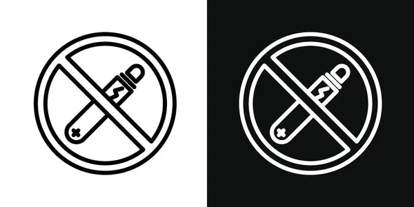 Vaping Icon Set Vape Símbolo Vectorial Humo Prohibido Estilo Negro — Vector de stock