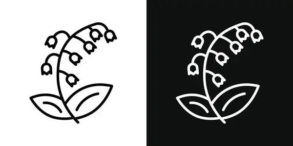 Lily Simgesi hazır olsun. Vadi ve çiçek açan Lily vektör sembolü siyah doldurulmuş ve ana hatlarıyla çizilmiş. Beyaz Doğa Bahar Nafakası İşareti.