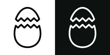 Kırık yumurta ikonu seti. Kırık vektör sembollü yumurta. Kırık yumurta kabuğu işareti.
