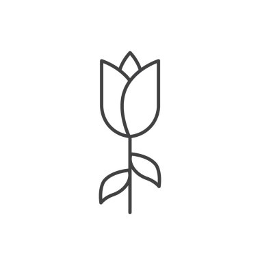 Lale Simgesi Ayarlandı. Çiçek silueti ve çiçekçi vektör sembolü siyah doldurulmuş ve ana hatlarıyla çizilmiş. Bahar Çiçeği İşareti.
