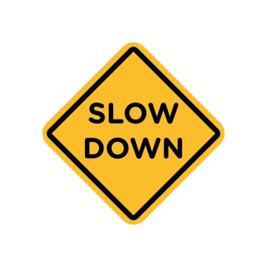 Yavaşla işareti. Yavaş trafik güvenlikli yol işaretini siyah ve sarı renkte sür.