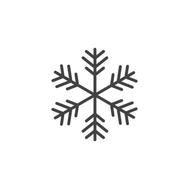 Kar Tanesi Simgesi Seti. Kar tanesi soğuk vektör sembolü siyah doldurulmuş ve ana hatlarıyla çizilmiş. Kış Kristali.