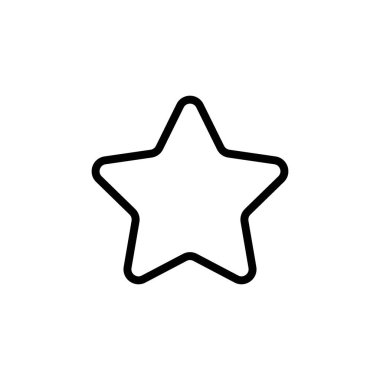 Yıldız simgesi seti. Favori dekoratif ve derecelendirme amaçlı yıldız vektör sembolü siyah doldurulmuş ve ana hatlarıyla çizilmiş. Değerlendirme ve yıldız işaretli süsleme.