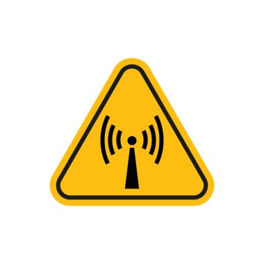 Non ionizing radiation hazard sign. xray radiotherapy warning vector symbol. infrared rays zone caution icon. No ionising wave triangle yellow and black sign. clipart