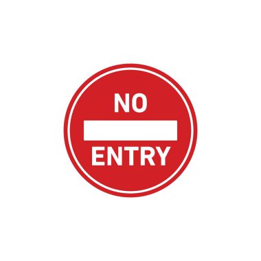 Giriş yolu simgesi yok. Siyah doldurulmuş ve ana hatları çizilmiş bir yol ve sokak giriş vektör sembolü yok. Geçiş Kısıtlı İmza.