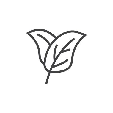 Yaprak Simgesi Ayarları. Siyah Doldurulmuş ve Özetlenmiş Yeşil Eko Çay Vektörü Sembolü. Doğanın Damarları İşareti.