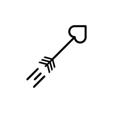 Aşk oku simgesi hazır. düğün tanrısı kalp ok vektörü ikonu. Yürekli evlilik günü oku.