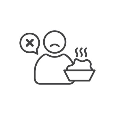 İştah Simgesi Seti eksikliği. İştah kaybı besin vektör sembolü siyah doldurulmuş ve ana hatlarıyla çizilmiş. Açlık Yokluğu İmzası.