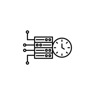 Yüksek sunucu uptime simgesi seti. Yüksek sunucu ve uptime vektör sembolü ile ağ güvenilirliği siyah doldurulmuş ve çizilmiş bir stilde. İşletim istikrarı ve destek ve hizmet sembolü işareti.