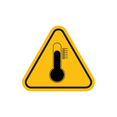 High temperature warning sign icon set. Caution for areas exposed to high temperatures vector symbol in a black filled and outlined style. Heat hazard and burn prevention sign. clipart