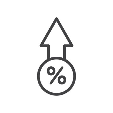 Faiz Büyüme Simgesi Kümesi. Siyah Doldurulmuş ve Özetlenmiş Biçimli Kâr Oranı Vektör Sembolünü Artır. Finansal Yüksek Marj İşareti.