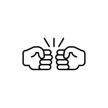 Yumruk Bump Simgesi Seti. Güçlü Takım Gücü Eli Darbe vektör sembolü siyah doldurulmuş ve çizilmiş bir stilde. Kardeşlik Tıkırtısı İşareti.