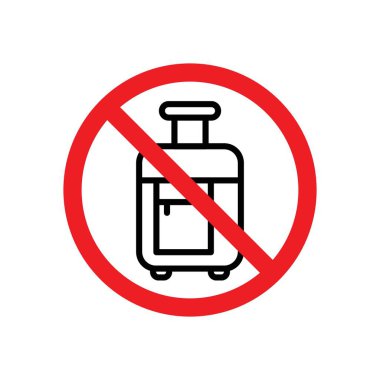 Yasak bagaj tabelası. Poşet resmi taşımayı yasakladı. El seyahati evrak çantası vektör yasağı. Bagaj imzalamaya izin verilmiyor.