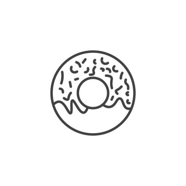 Çörek ikonu seti. Donut Gıda Isırık Vektör Sembolü Siyah Dolu ve Özet Tarzı. Tatlı daireli çörekler..