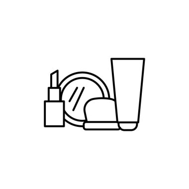 Kozmetik ikonu seti. Kozmetik ürünler vektör sembolü. Bitkisel çevre dostu vücut losyonu ya da şampuan, ya da krem rengi cilt kremi..