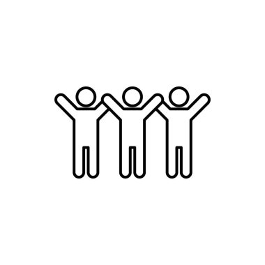 Kutlama Simgesi Ayarları. Mutlu Takım Çalışması vektör sembolünü siyah doldurulmuş ve ana hatlarıyla kutlayın. Merriment Anma İşareti.