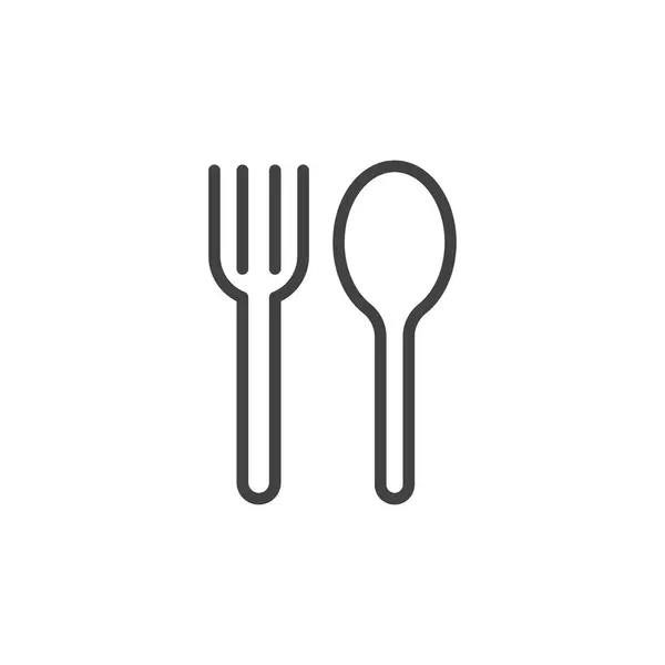 Spoon ve Fork Icon Set. Sofra takımı yemek vektör sembolü siyah doldurulmuş ve ana hatlarıyla çizilmiş. Mutfak Gerekli İmza.