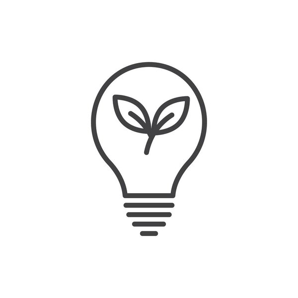 Лампочка с набором иконок. Символ вектора Зеленой Эко Энергии в черном, заполненном и очерченном стиле. Эко-идеи устойчивой яркой лампочки.