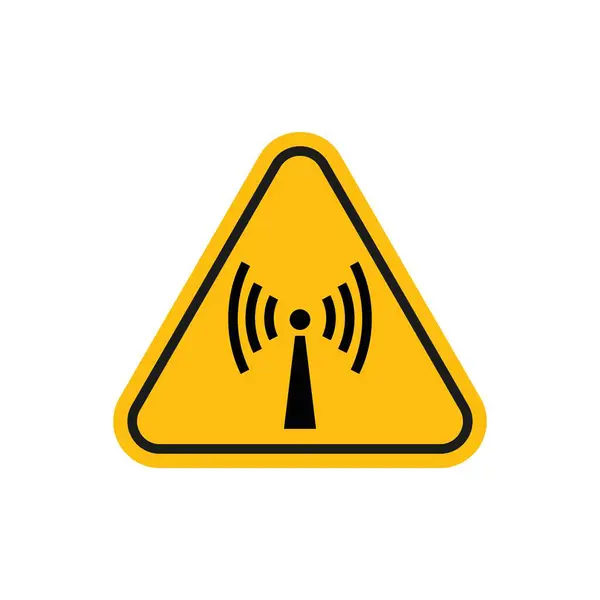 非电离辐射危险标志 X射线放射治疗警告向量符号 红外线警告区域图标 没有电离波三角形黄色和黑色标志 — 图库矢量图片#
