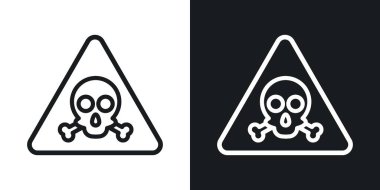 Toxic sign icon set. Danger Caution Poison Chemical substances vector symbol in a black filled and outlined style. Warning for poison and dangerous chemicals sign. clipart