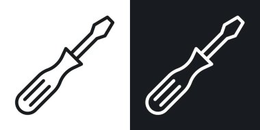 Tornavida Simgesi Ayarlandı. Siyah Dolu ve Özet Tarzında Araç Otomotiv Vektör Sembolü 'nün canı cehenneme. Hassasiyet ve Güç İşareti.