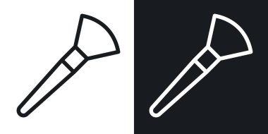 Makyaj fırçası simgesi ayarlandı. Kozmetik fırça vektör sembolü. Harmanlama fırçası işareti.