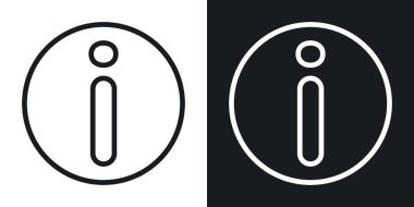 Bilgi Simgesi Ayarlandı. Siyah Doldurulmuş ve Taslak Biçimli İşaret Ayrıntılı Vektör Sembolü 'nü Bilgilendirin. İçgörü İşaretine Geçit.